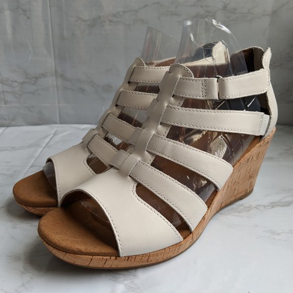 NWOB Rockport white Briah Gladiator Wedge Sandal